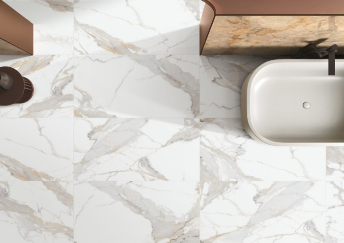 Керамогранит NTCeramic Bright and Shiny Calacatta Light Grey mat NTT9120 (60х120 см)