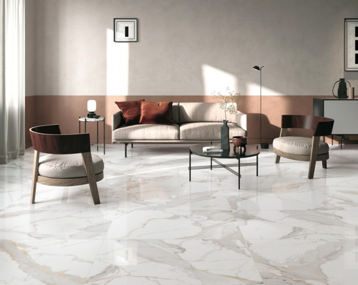 Керамогранит NTCeramic Bright and Shiny Calacatta Light Grey NTT9121 (60х120 см)